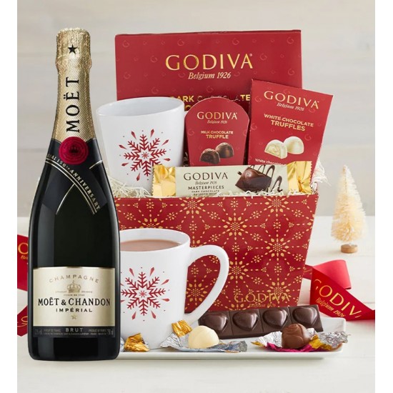 Moet & Chandon With Assorted Godiva Chocolate Basket & Mug