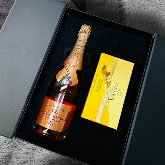 Moet & Chandon Nectar Impérial Rose Champagne & Godiva Chocolate Gift Box Moet & Chandon Nectar Impérial Rose Champagne & Godiva Chocolate Gift Box