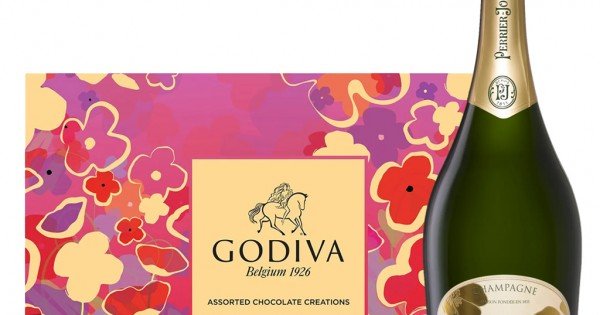 Perrier Jouet Grand Brut And Godiva 26 Pc Chocolate Gift Box