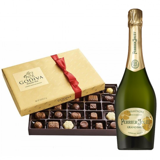 Perrier Jouet Grand Brut And Godiva 26 Pc Gift Set