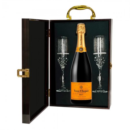 Veuve Clicquot Champagne And Flutes Adorned with Pearls & Crystals Veuve Clicquot Champagne And Flutes Adorned with Pearls & Crystals