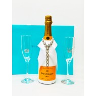 Tiffany Toasting Flutes & Veuve Clicquot Champagne Gift Set