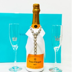 Tiffany Toasting Flutes & Veuve Clicquot Champagne Gift Set