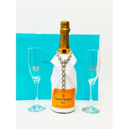 Tiffany Toasting Flutes & Veuve Clicquot Champagne Gift Set
