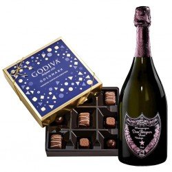 Dom Perignon Rose Champagne & Godiva Chocolates Gift Set