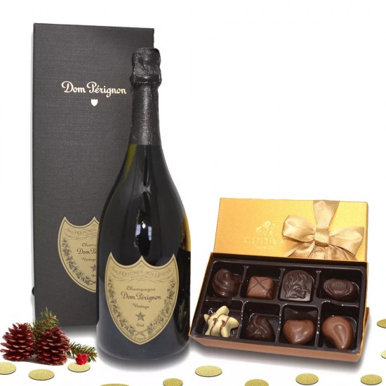 Dom Perignon Rose with Godiva Chocolates Gift Set - Online Price