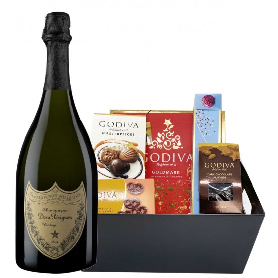 Dom Perignon & Assorted Godiva Chocolates Gift Basket Dom Perignon & Assorted Godiva Chocolates Gift Basket
