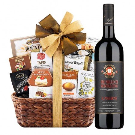 IL Poggione Brunello Di Montalcino 2015 With Bon Appetit Gourment Gift Basket