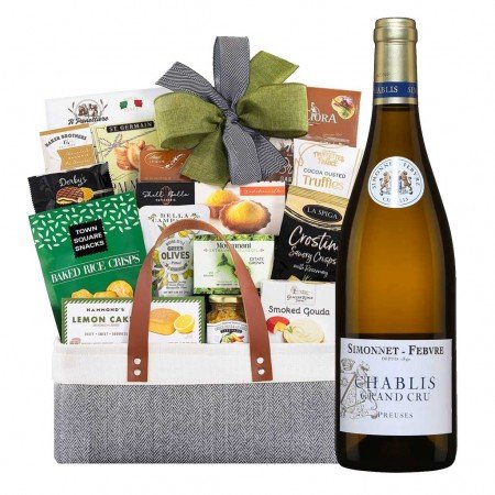 Simonnet Febvre Chablis Grand Cru with Gourmet Delight Gift Basket