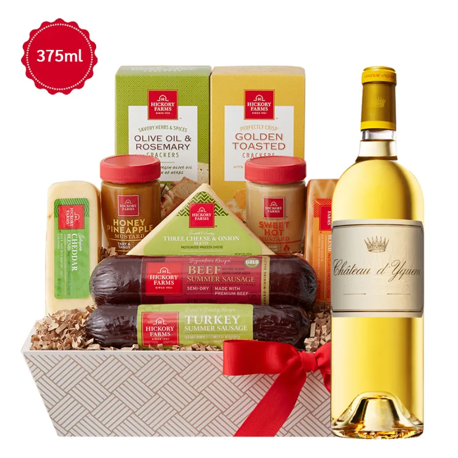 Chateau D'Yquem Sauternes Dessert Wine And Hickory Farms Cheese Gift Basket