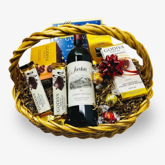 Godiva Chocolates And Jordan Cabernet Wine Gift Basket	