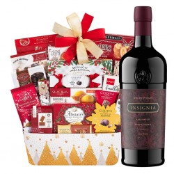 Joseph phelps insignia red blend Wine And Godiva chocolate gift basket Joseph phelps insignia red blend Wine And Godiva chocolate gift basket