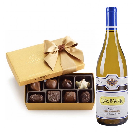 Rombauer Chardonnay Wine & Godiva 8 PC Gift Set