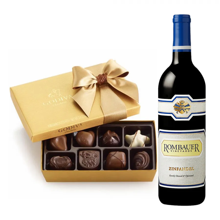 Rombauer Chardonnay Wine & Godiva 8 PC Gift Set