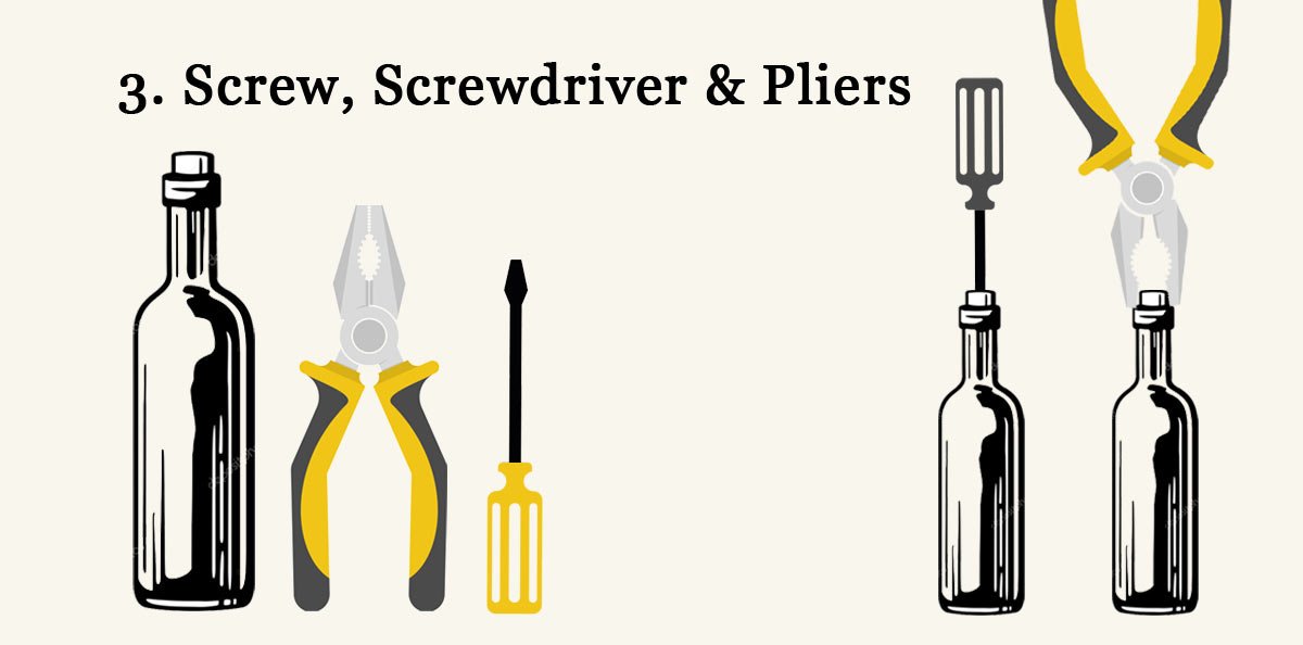Screw Method To Open Wine Bottle Without Corkscrew Screw Method To Open Wine Bottle Without Corkscrew