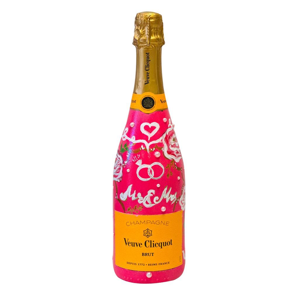 Hand-Painted 'Mr & Mrs' Veuve Clicquot Champagne Bottle