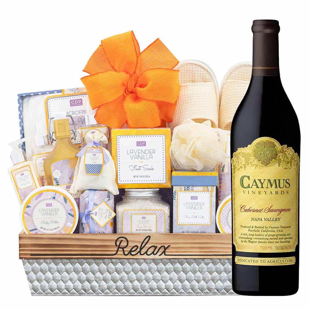 Caymus Cabernet Sauvignon Red Wine And Spa Gift Basket