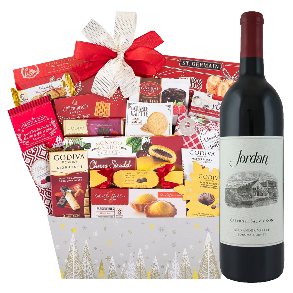 Godiva Chocolates And Jordan Cabernet Wine Gift Basket