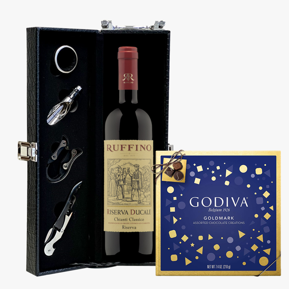 Ruffino Riserva Ducale Wine And Godiva 9 Pc Chocolate Gift Box Ruffino Riserva Ducale Wine And Godiva 9 Pc Chocolate Gift Box