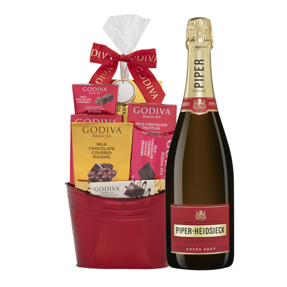 Piper Heidsieck Champagne & Godiva Basket For Housewarming Gift Piper Heidsieck Champagne And Godiva Gift Basket