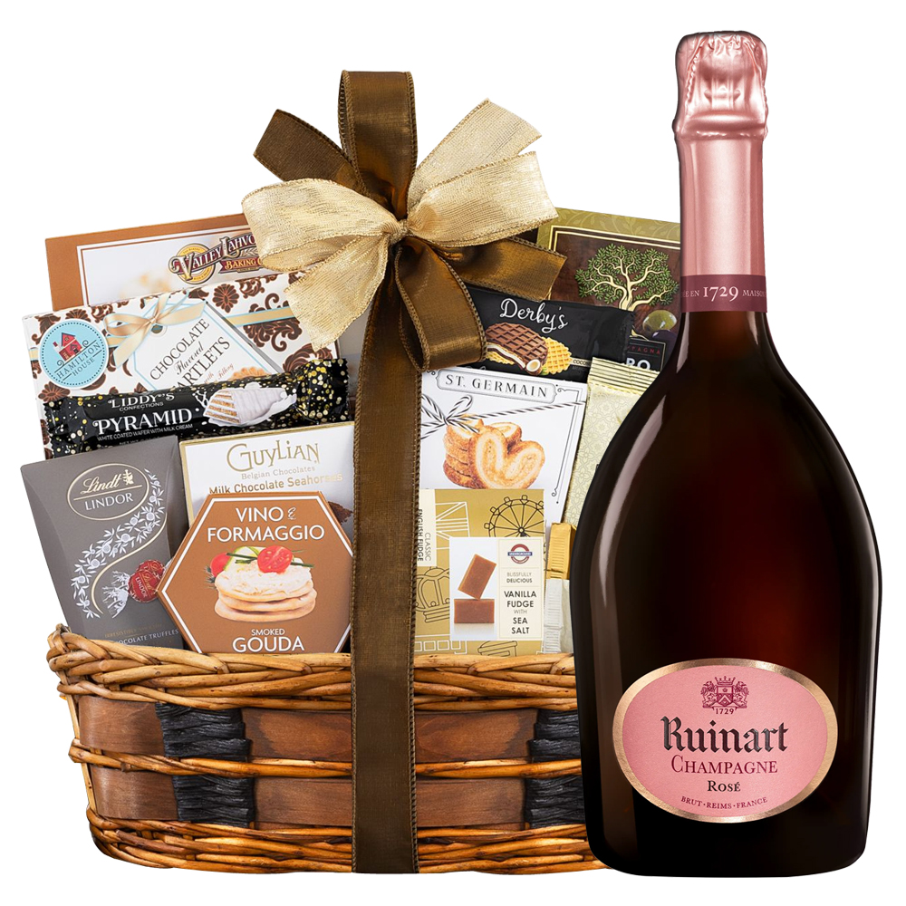 Rose Wine and Cheese Gift Basket
