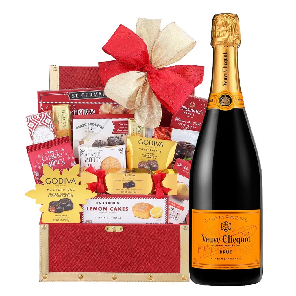 Veuve Clicquot and Assorted Godiva Chocolates basket Veuve Clicquot and Assorted Godiva Chocolates basket