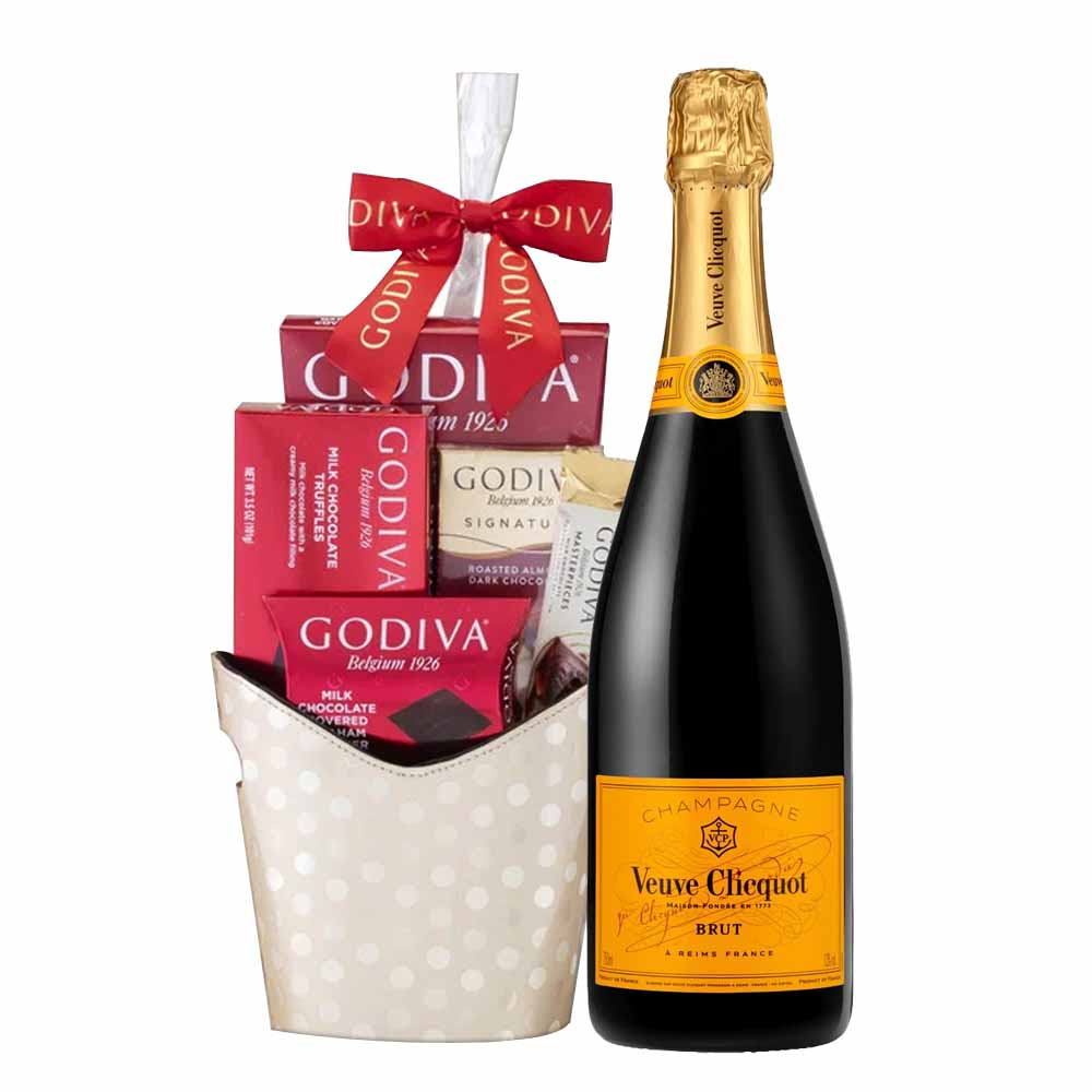 Veuve Clicquot with assorted Godiva Chocolate Basket Veuve Clicquot with assorted Godiva Chocolate Basket