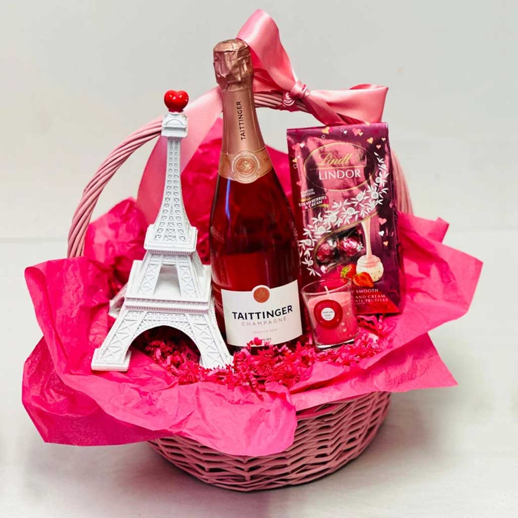Taittinger Cuvee Prestige Rose Pink Gift Basket Taittinger Cuvee Prestige Rose Pink Gift Basket
