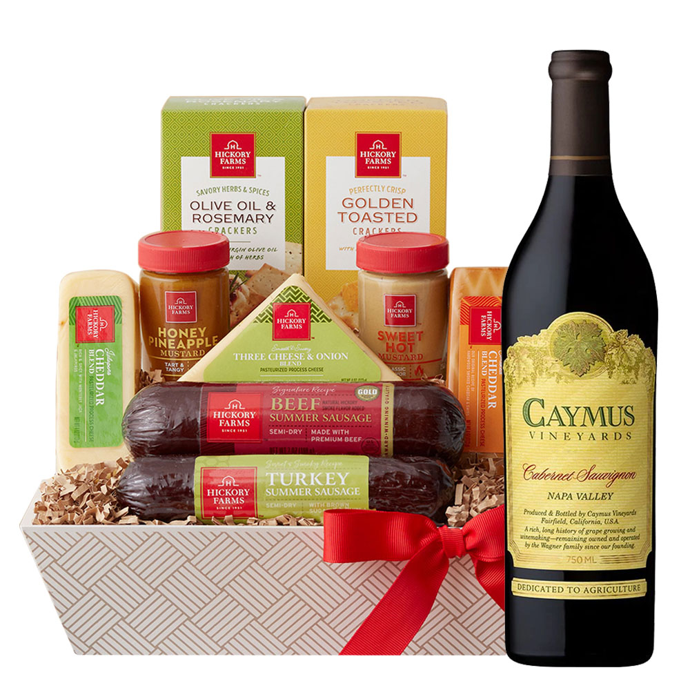 Caymus Cabernet Sauvignon Napa Valley Wine And Hickory Cheese Gift Basket Caymus Cabernet Sauvignon Napa Valley Wine And Hickory Cheese Gift Basket