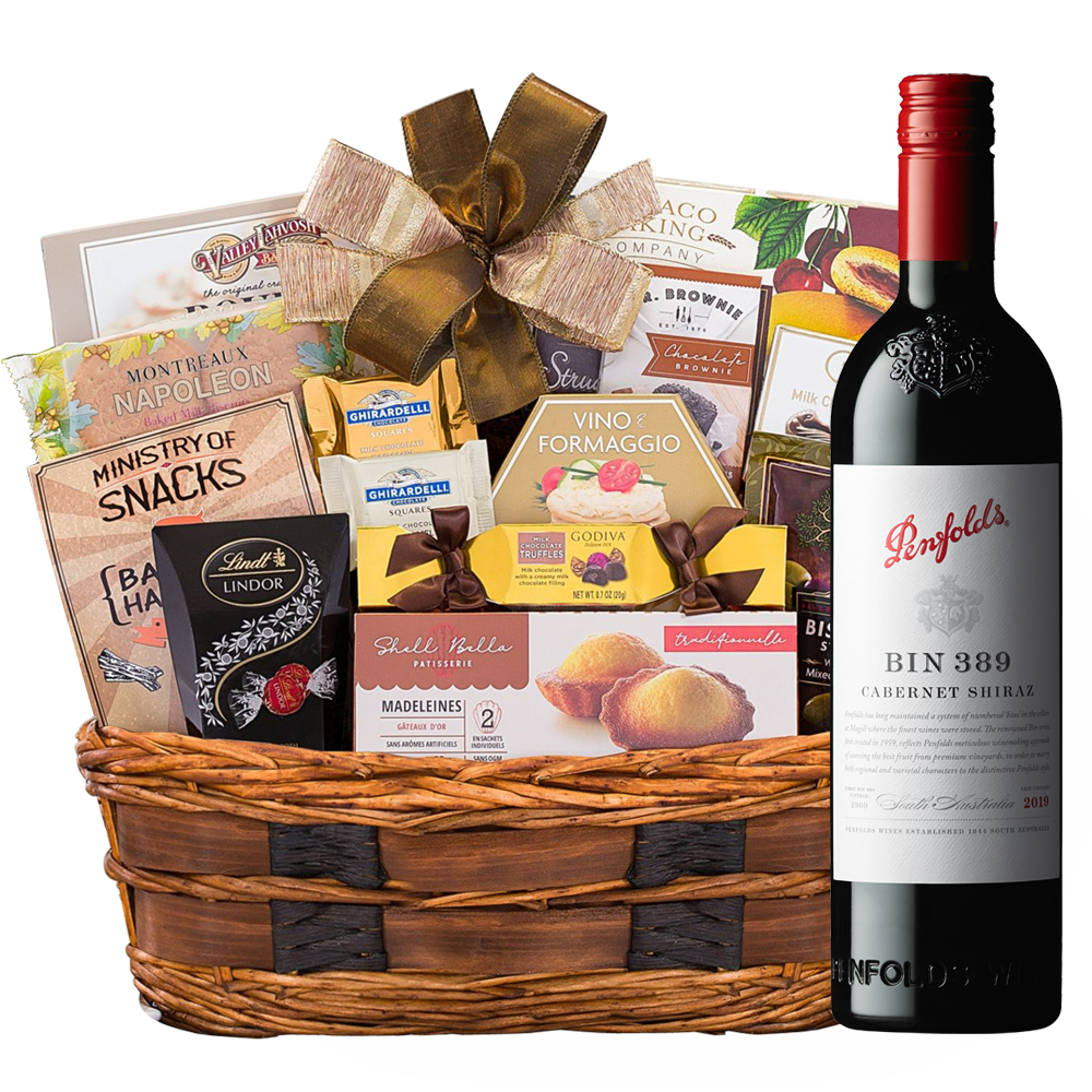 Penfolds Bin 389 Cabernet - Shiraz With Bon Appetit Gourmet Gift Basket 
